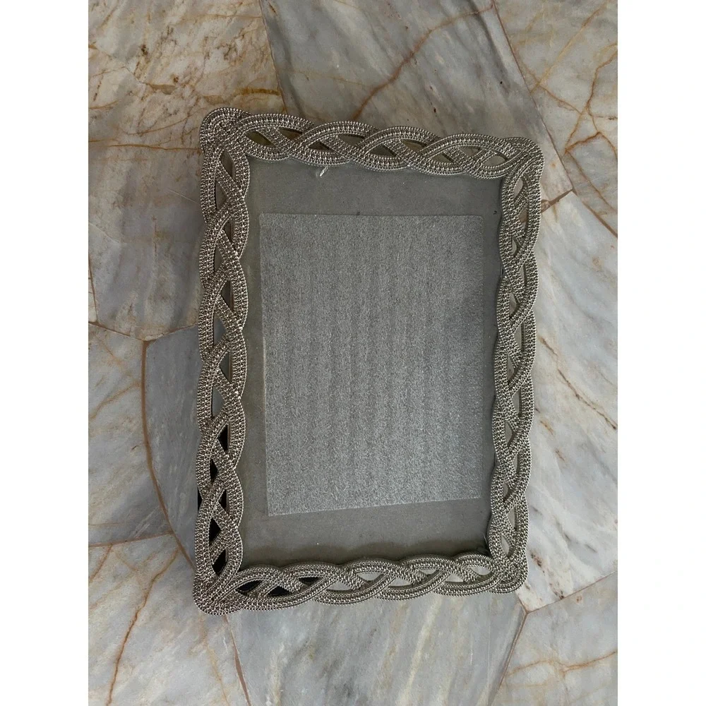 St Nicholas Square Midnight Snowfall Silver Braided 4x6 Photo Frame New